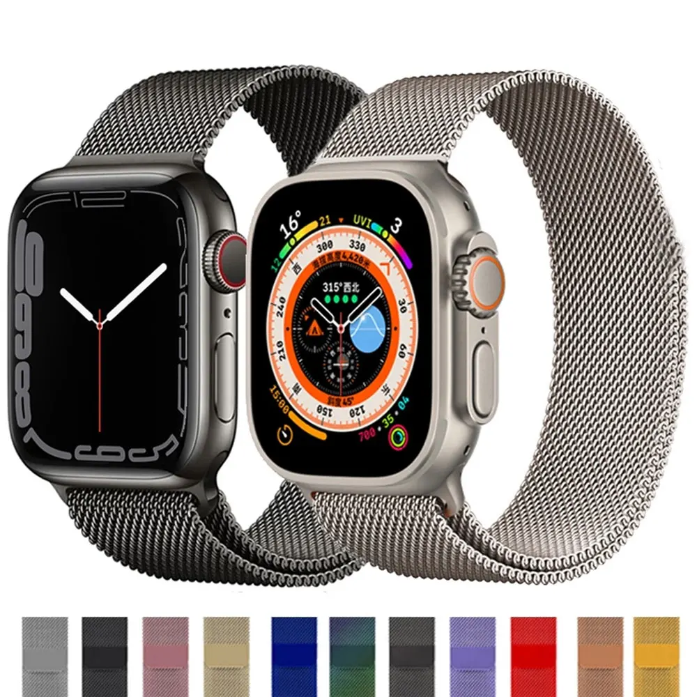 

Milanese Loop Strap For Apple watch Band 44mm 40mm 45mm 41mm 42mm 38mm 45 44 mm bracelet iWatch Series 3 5 6 SE 7 8 Ultra 49mm