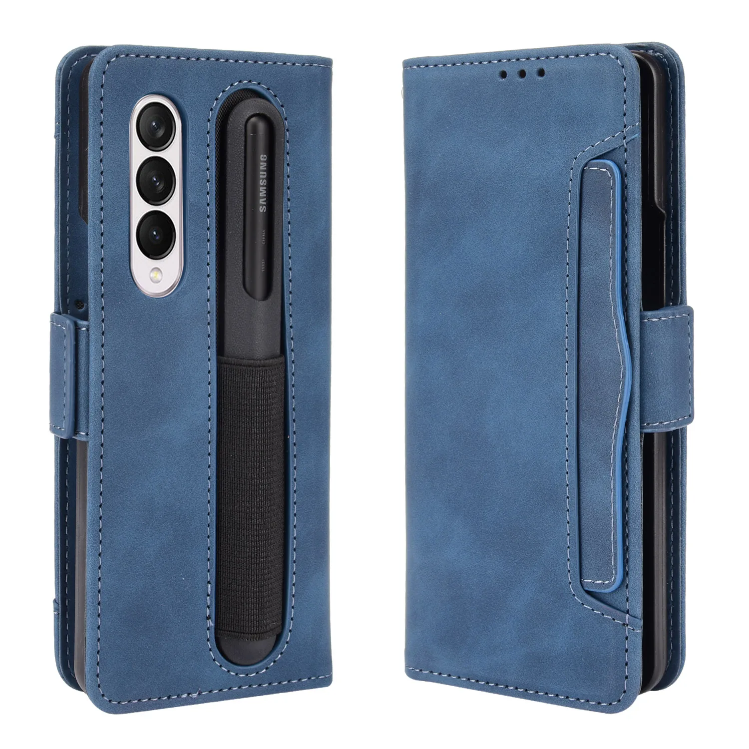 

Кожаный чехол для Samsung Galaxy Z Fold 4 3 Fold4 Fold3 со слотом для ручки и слотом для карт