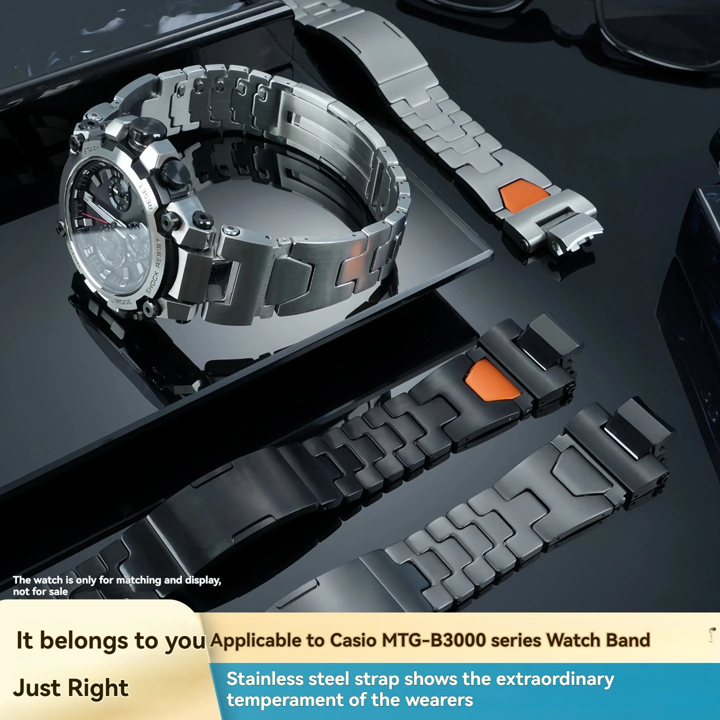 Фото Для Casio G-SHOCK серии MTG-B3000B/BD: Металлический быстросъемный ремешок из нержавеющей стали, персонализированный, модный, трендовый №1