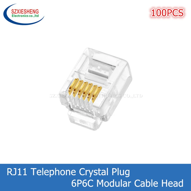 100 шт. телефонная прозрачная вилка RJ11 6P6C 6P4C 6P2C RJ9 4P4C Модульная кабельная головка
