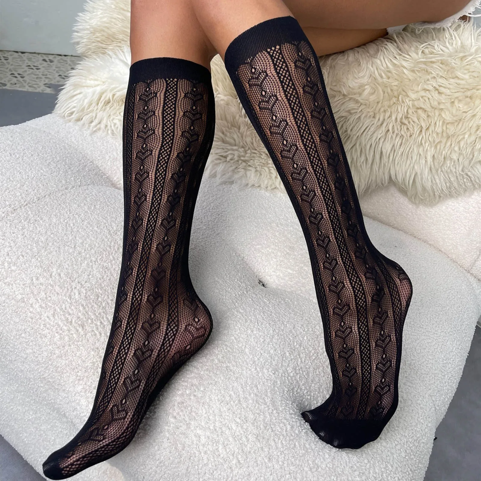 

Gothic JK Women Socks Cute Lolita Long Socks Summer Thin Knee High Socks Fashion Cosplay Sexy Nylon Transparent Stockings