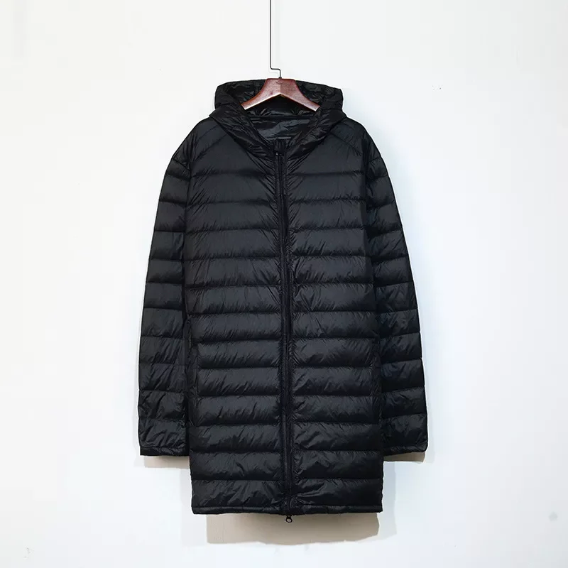 New2022 5XL 6XL 7XL 8XL Mens Lightweight Down Jacket 2022 Autumn Winter Men's Hooded Long Casual Regular Ultra-thin Men'