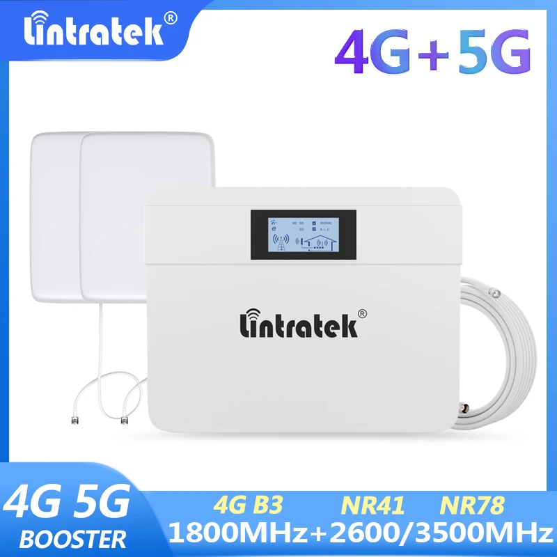 

Lintratek 5G 4G Signal Booster 3500MHz Cellular Amplifier Band3 N41 N42 TDD 2500 TDD 3500 Antenna Global Dual Band Repeater