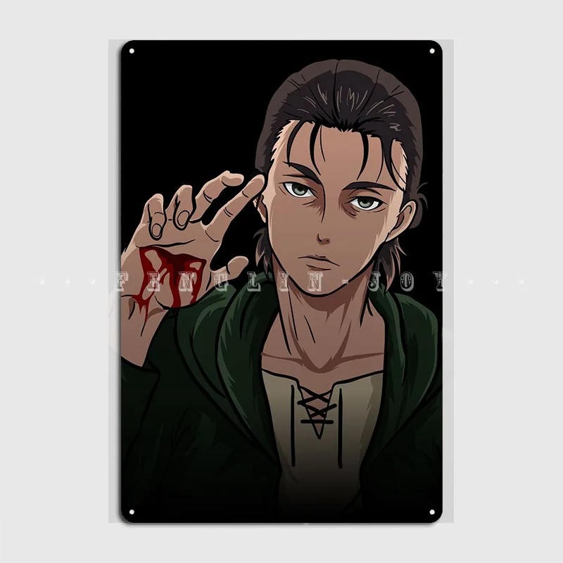 

Attack On Titan Eren Metal Plaque Poster Wall Mural Mural Printing Wall Decor Tin Sign Poster