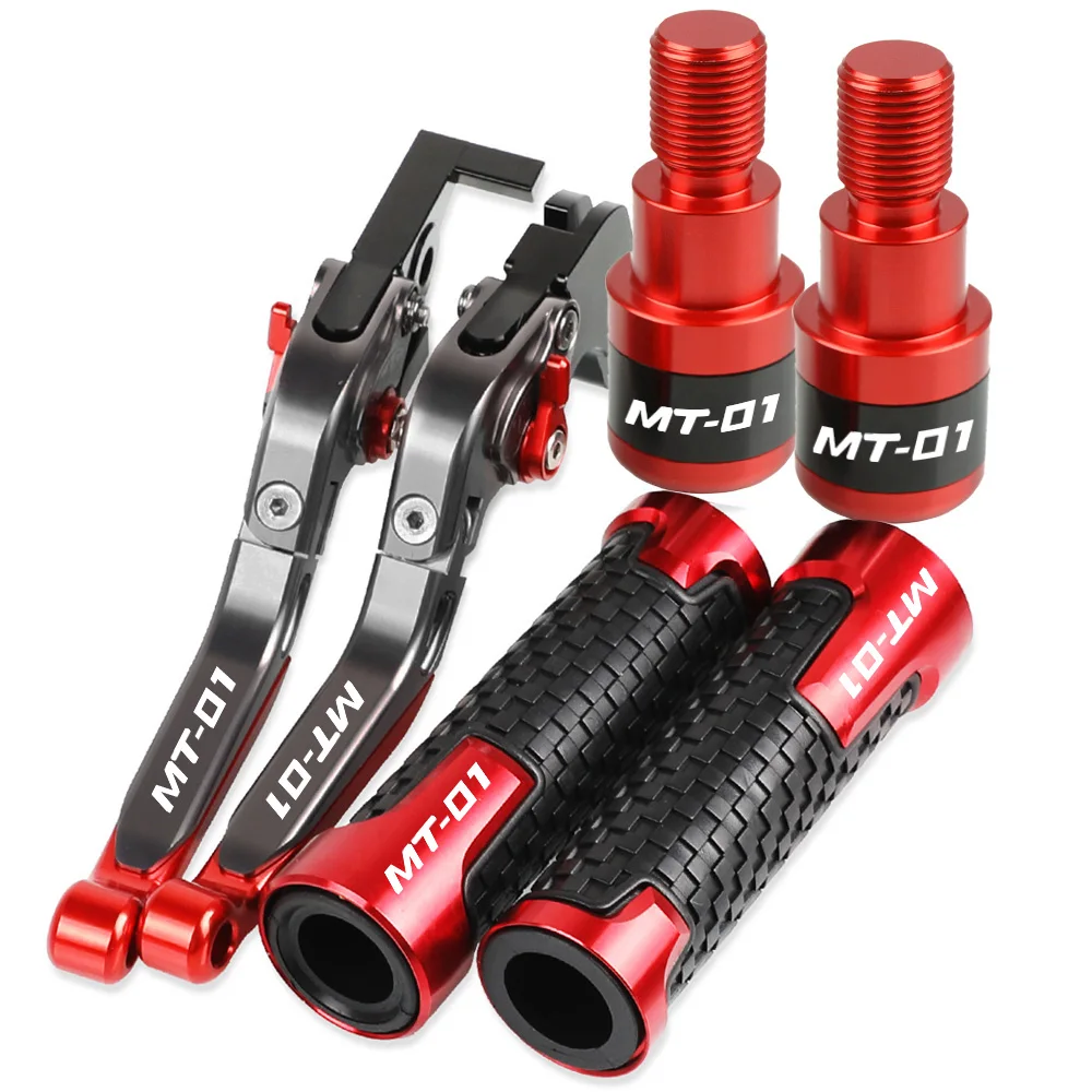 

MT-01 Motorcycle Adjustable Telescopic Folding Tie Rod Brake Clutch Levers Handlebar Handle Grips end For YAMAHA MT01 2004-2009