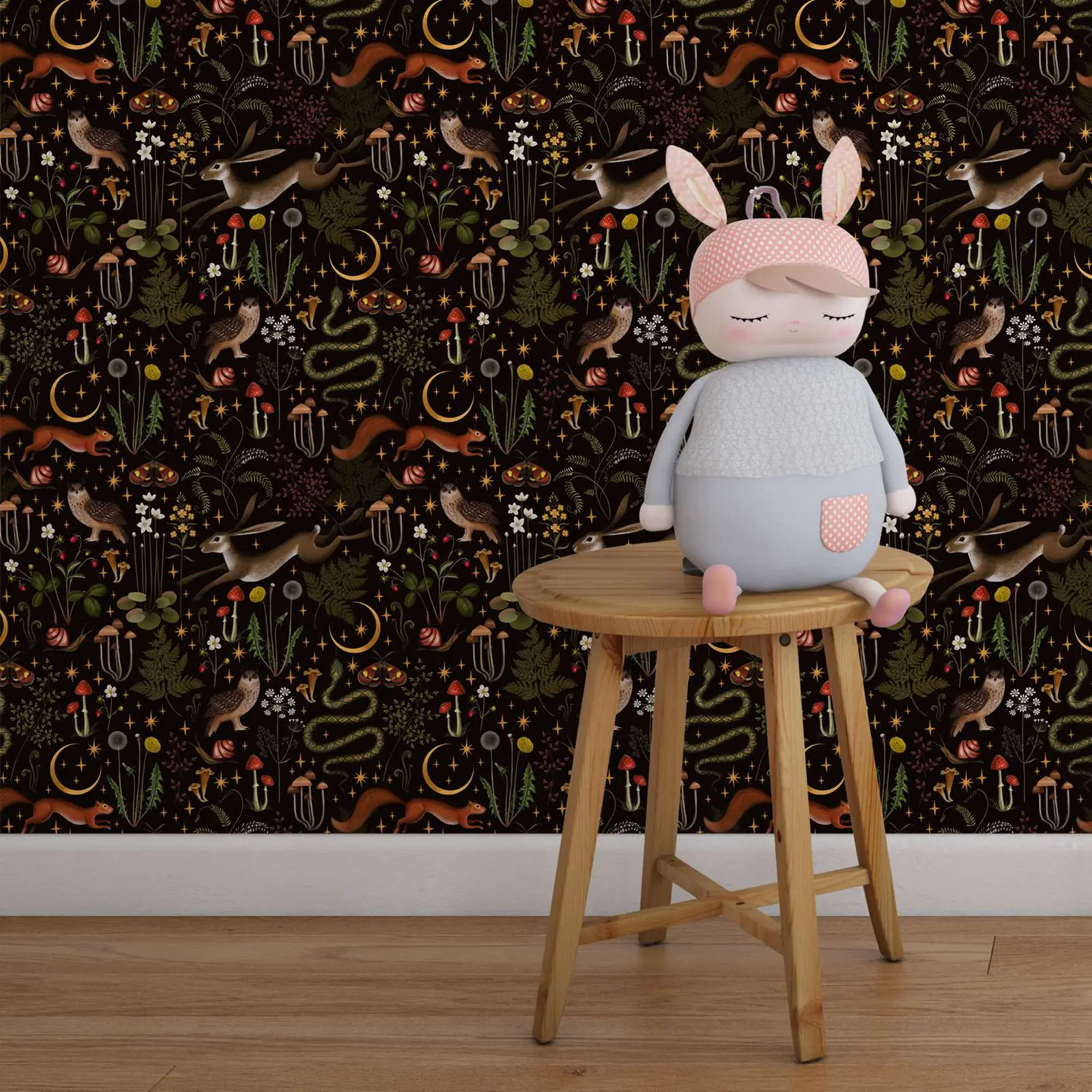 

Бумажные обои Pixel&Wall для детей с грибами и животными