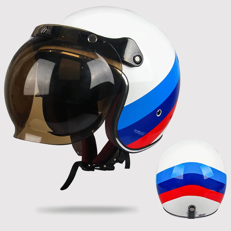 

Open Face 3/4 Vintage Half Helmet With Inner Lens Casco Protective Moto Motorcycle ABS Helmets Motorbike Racing Riding Unisex