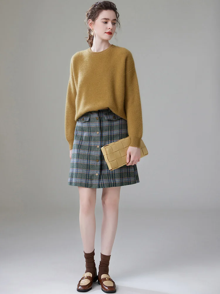 Утолщенный кашемировый свитер с заниженными плечами и круглым вырезом 100% чистый