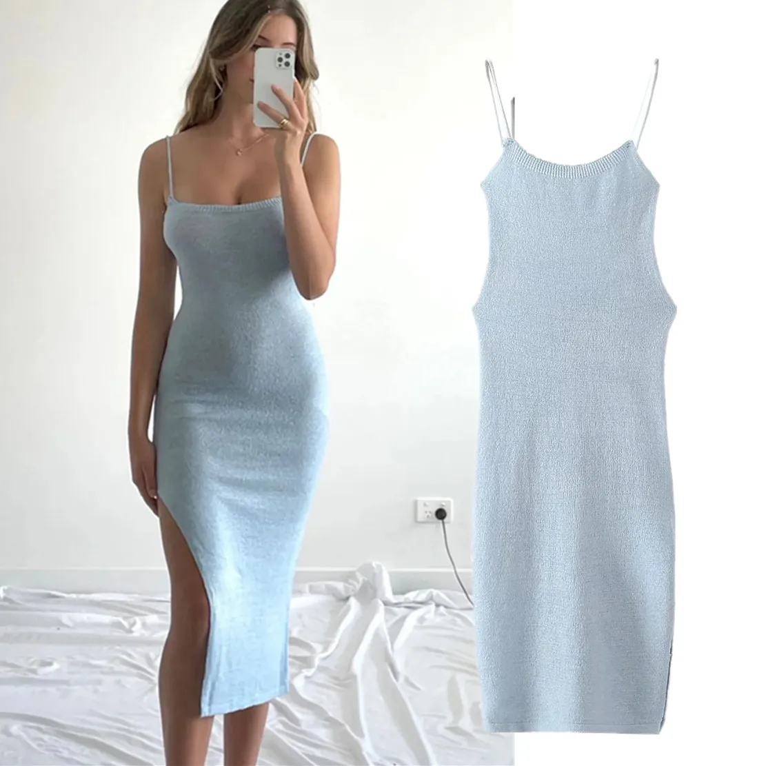 

Elmsk 2023 Instagram Бандажное сексуальное обтягивающее мини-платье без бретелек женское модное сексуальное трикотажное платье-блоггер