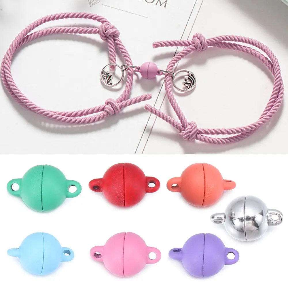 

20pcs(10sets) Handmade End Caps Charms Jewelry Findings Couple Bracelet Magnetic Buckle Connected Clasps Round