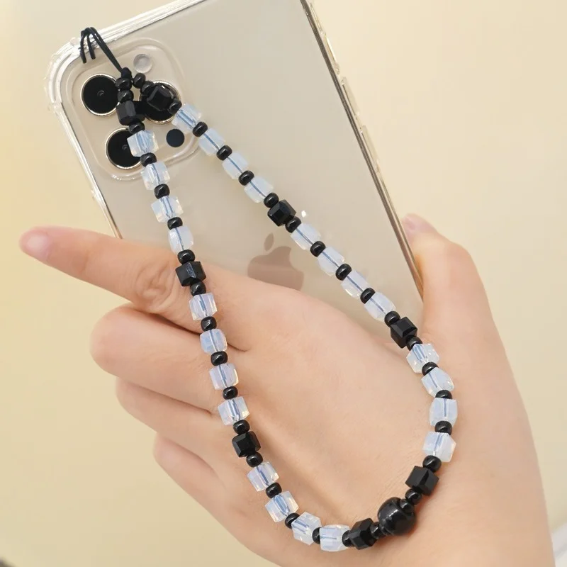 

Daisy Kpop Y2K Mobile Phone Chain Square Crystal Beaded Cell Phone Anti-lost Strap Lanyard for Phone Case Cord Key Chain