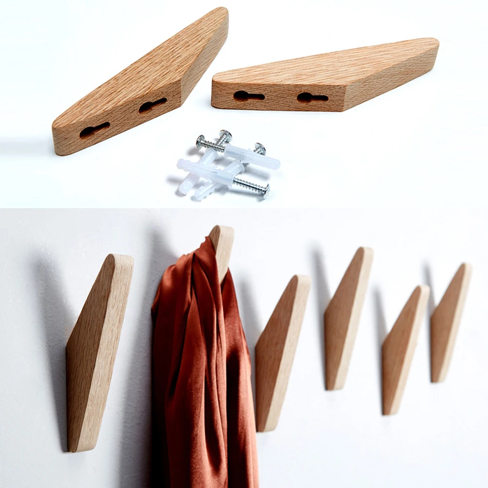 

1Pc New Japanese Style Simple Modern Solid Wood Hook Wall Hanging Decoration Household Towel Key Hook Fitting Room Coat Hooks