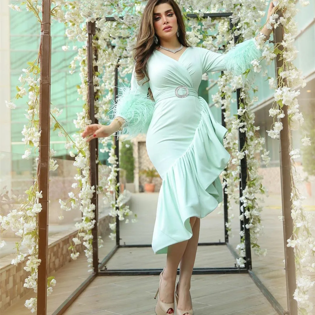 

Женское винтажное вечернее платье с длинным рукавом и V-образным вырезом