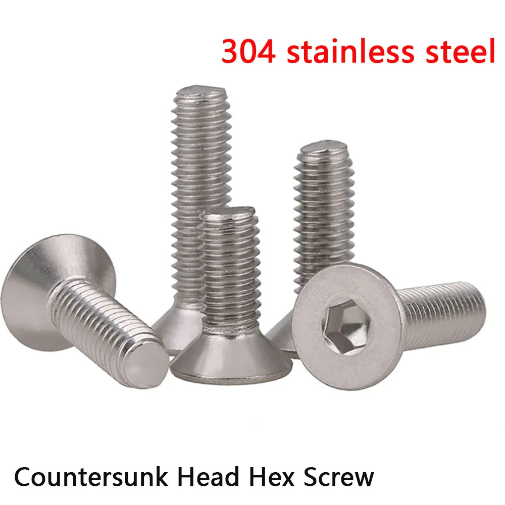 

10/20pcs M3 M4 M5 Countersunk Head/Round Head Hex Socket Screw 304 Stainless Steel 6-20mm Length Grade 4.8
