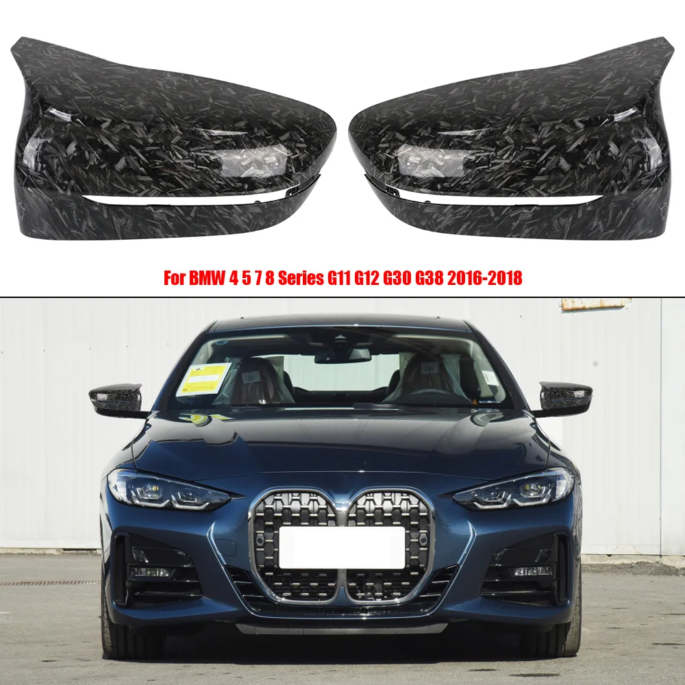 

2 PCS Side Rearview Mirror Cover Trim Wing Side Mirror Cap Forged Pattern For BMW 4 5 7 8 Series G11 G12 G30 G38 2016-2018