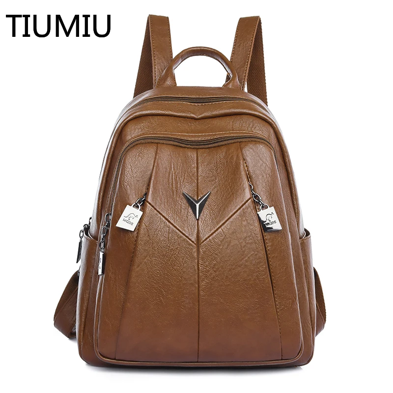 

2021 Vintage Backpack Women High Quality Leather Backpack High Capacity School Bags For Teenage Girls Women Travel Backpacks