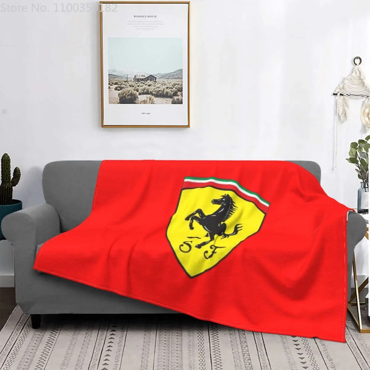 

Ferrari Auto Air Conditioning Blanket Soft Warm Light Thin Blanket Cars Italy Red Horse Pony