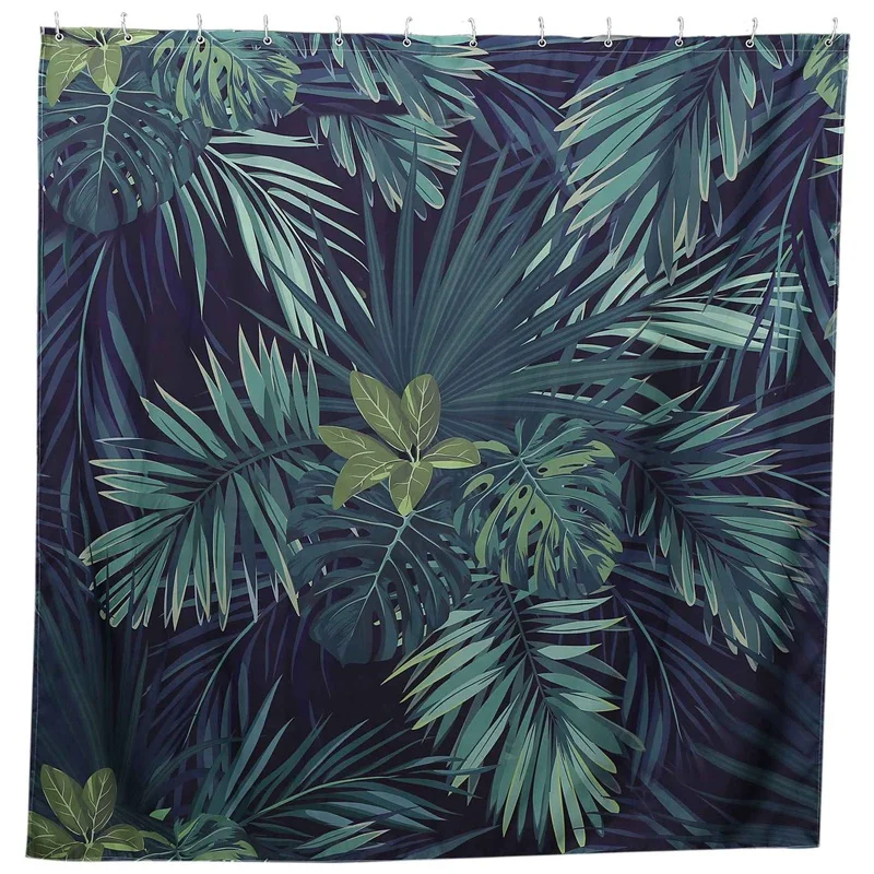 

Green Shower Curtain Leaves Printing Pattern Modern Natural Plant Pattern Polyester Bathroom Waterproof Curtains