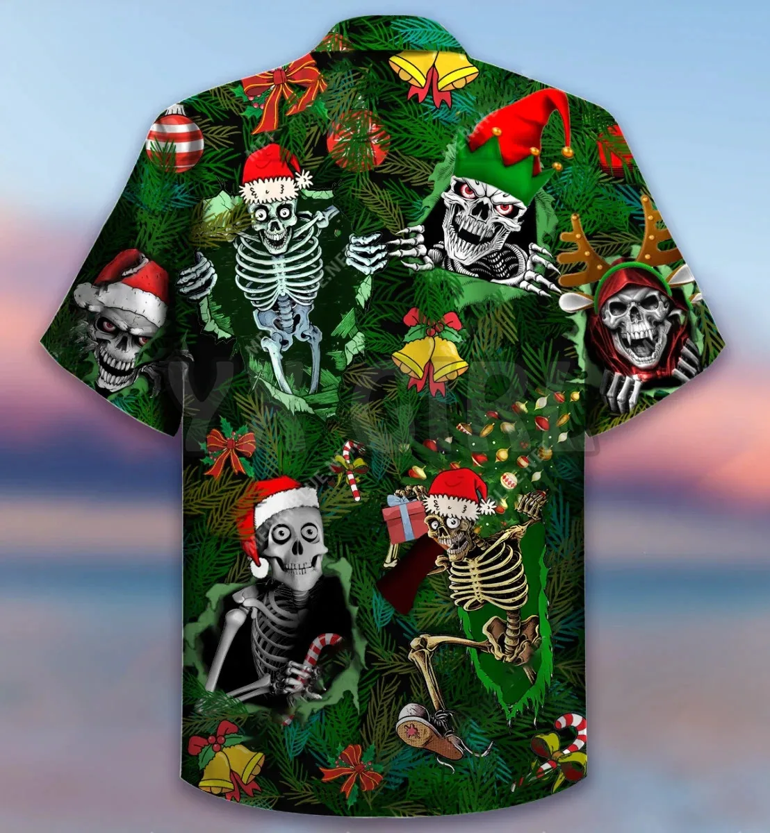 Christmas Pirate Skull 3D All Over Printed Hawaiian Shirt Men's For Women's Harajuku Casual Shirt Unisex
