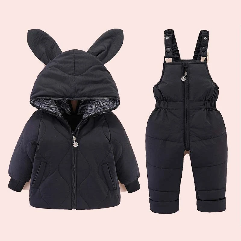 

Winter Children Snowsuit Boy Clothing Set Kids Down Jacket Overalls for Girl Baby Warm Coat Pant Infant Overcoat worn front back