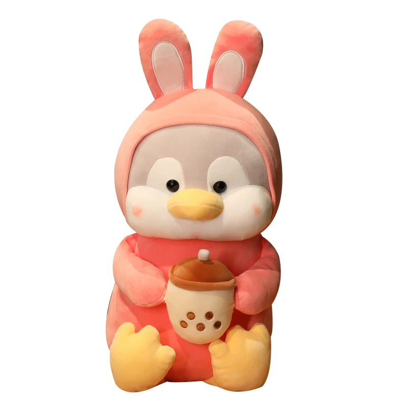

Hot Kawaii Soft Animal Penguin Plush Toy Penguin With Bubble Tea Cup Toys Stuffed Pillow Dolls For Girls Birthday Gifts