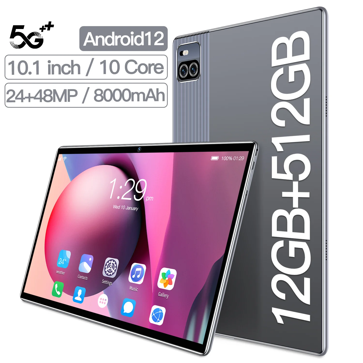 

5G tablet 10.1-inch 2022 new 12GB+512BG Android 12 full screen office phone 2-in-1 mobile phone 8-core dual card GPSwifi+8000mAh