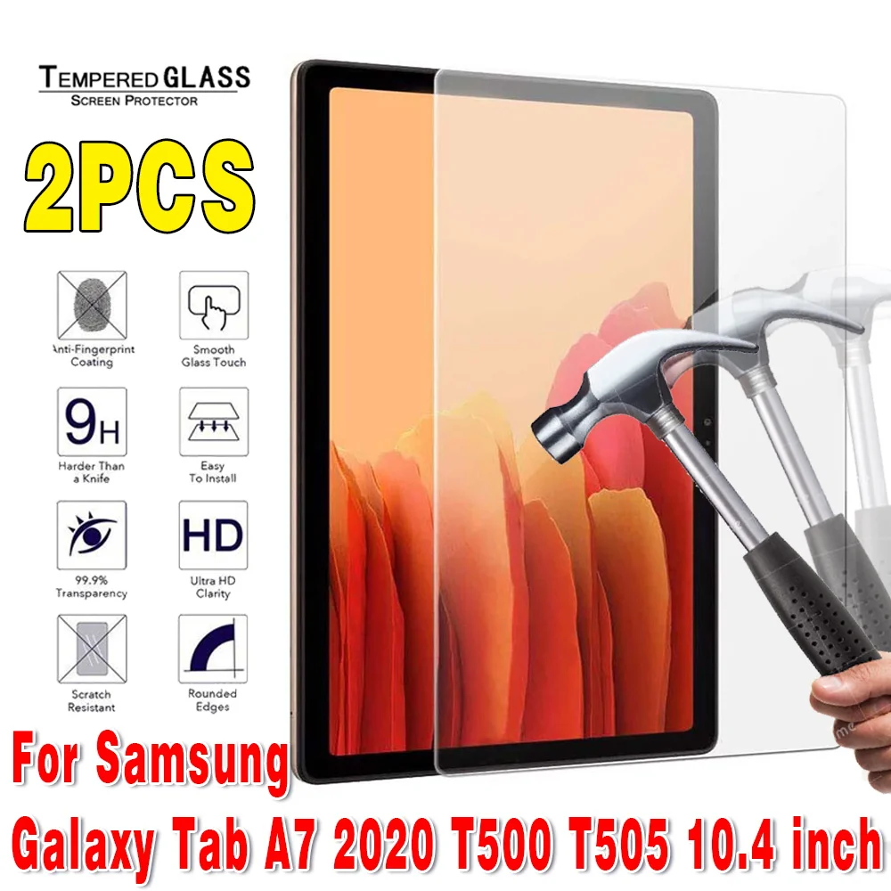 

2Pcs Tempered Glass for Samsung Galaxy Tab A7 10.4 inch 2020 SM-T500 T505 T507 Screen Protector 9H 0.3mm Tablet Protective Film