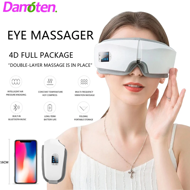 

Eye Massager 4D Smart Airbag Vibration Eye Care Instrument Hot Compress Bluetooth Glasses Fatigue Pouch & Wrinkle Eye Massage