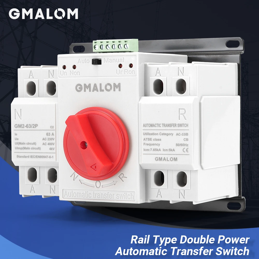 Автоматический резервный переключатель с двойным питанием AC230V 50/60 Гц MCB