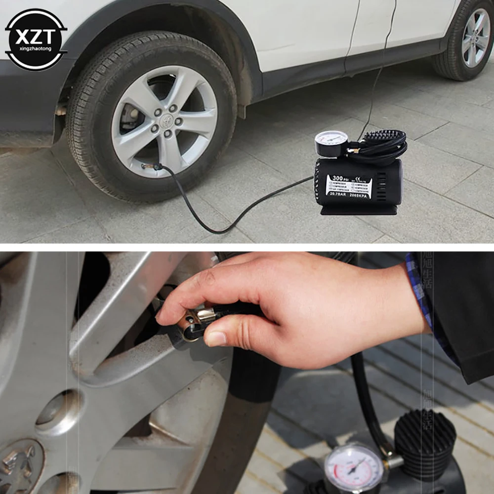 

Universal 12v Car Air Pump 300psi Portable Mini Air Compressor Car Electric Pump Air Compressor Iator For Car Bicycle Tire Balll