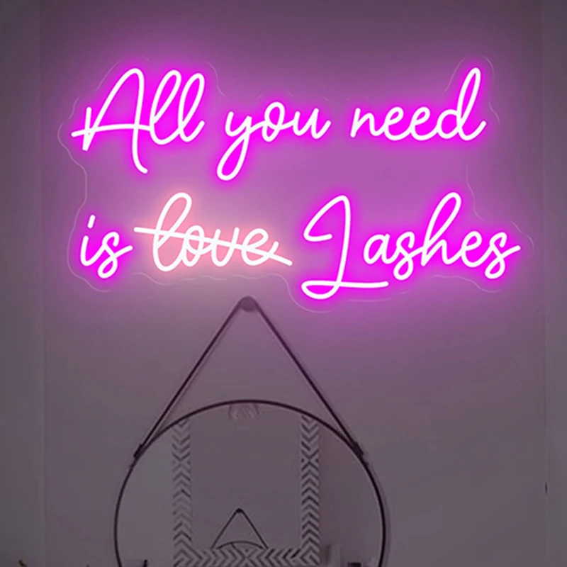 

All You Need Is Love Lsahes Neon Sign Lash Room Wall Decor Custom Neon Signs Beauty Salon Shop Decoration ART Led Light