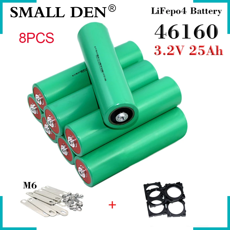 

8PCS 46160 3.2V 25Ah Lifepo4 Battery For 4S 12V 24V Motorcycle Car Motor Solar Energy Batteries +DIY Copper Sheet and Bracket