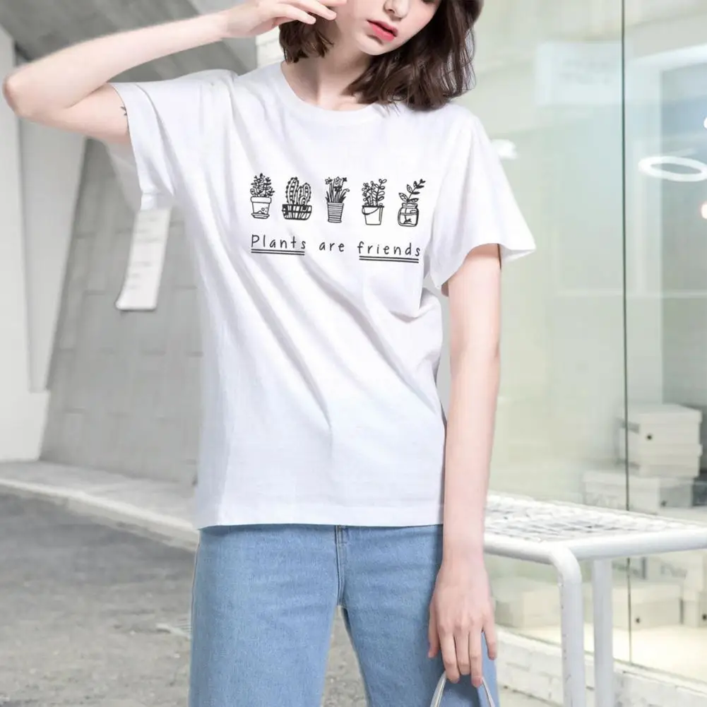 

Short Sleeve Lightweight Girls Simple Casual Pullover T-shirt Female Clothing