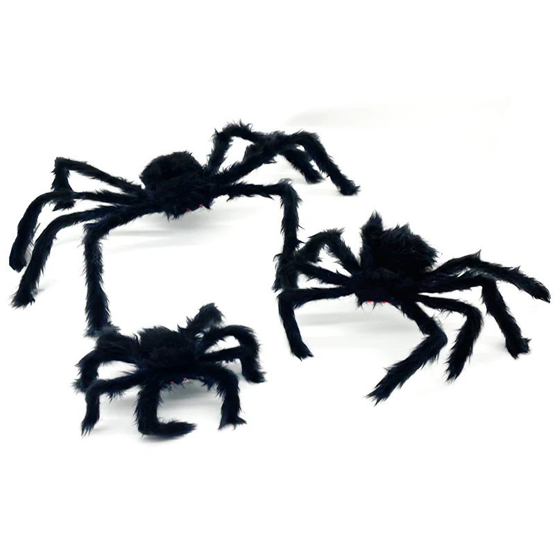 

1X 30cm 50cm 75cm Horror Giant Black Plush Spider Happy Halloween Party Decoration Props Kids Children Toys Haunted House Decor