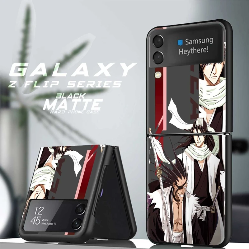 

For Samsung Galaxy Z Flip Flip3 Flip4 5G Hard ZFlip Edge Zflip3 Zflip4 Luxury Bleach Anime Ichigo Byakuya Funda Case