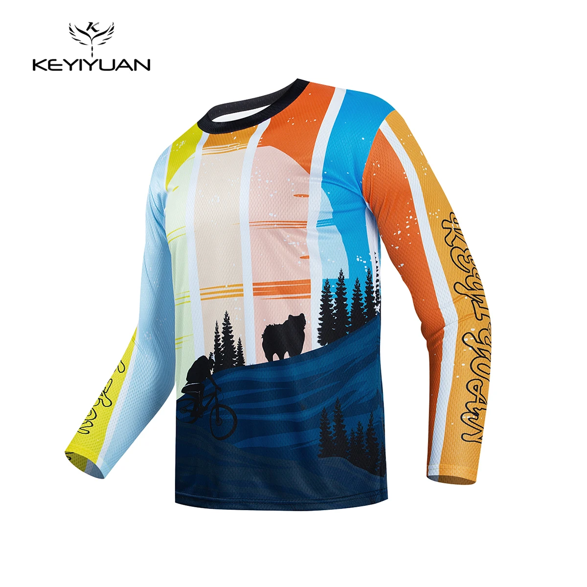 

KEYIYUAN Men Long Sleeved Downhill Motorcycle Jersey Mountain Bike Cycling Shirt Road MTB T-shirt Camisa Motocross Maillot Velo