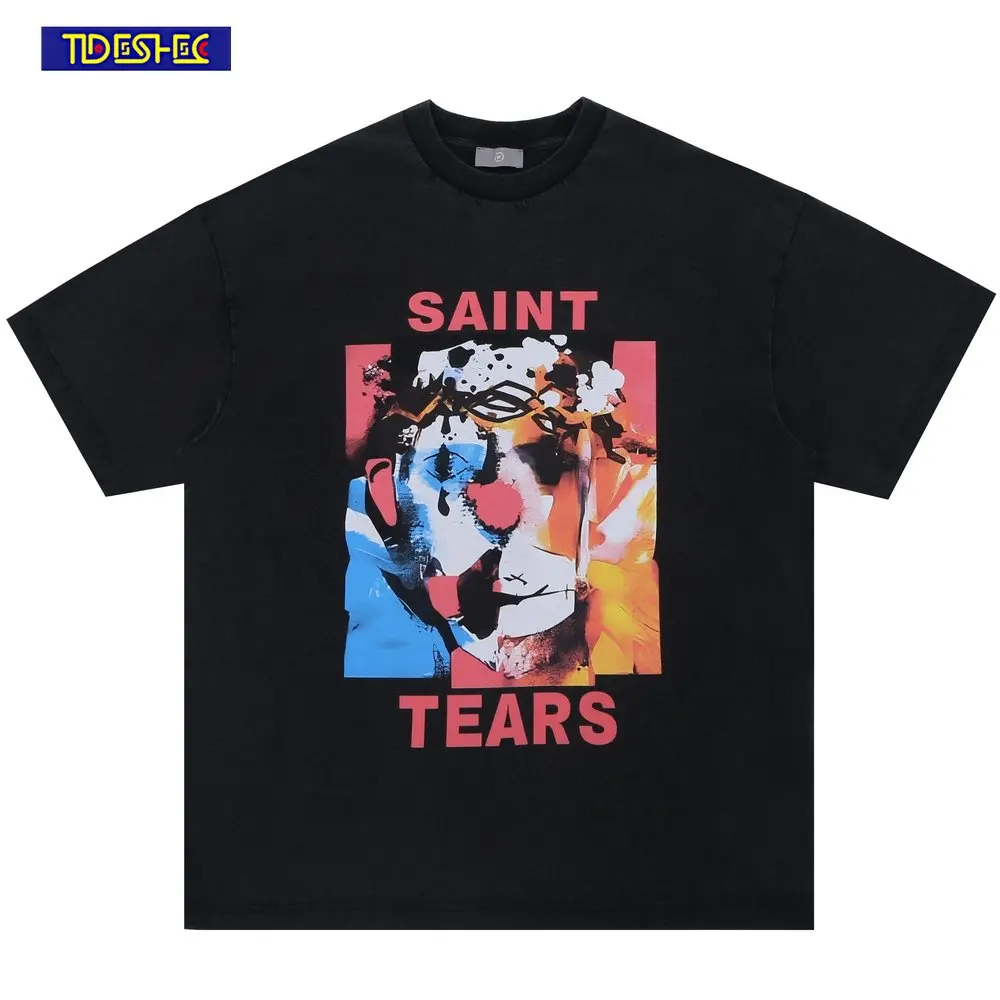 

Футболка мужская хлопковая с коротким рукавом, смешной принт клоуна в стиле хип-хоп, свободная уличная одежда, топы в стиле Харадзюку