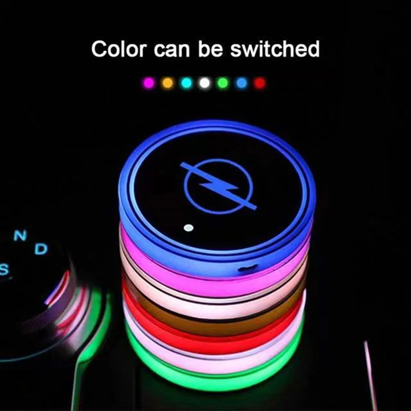 

2pcs Cup Holder LED Luminous Coaster Mat Badge Decora For Opel Astra H G Corsa Insignia Antara Meriva Zafira Car Accessories