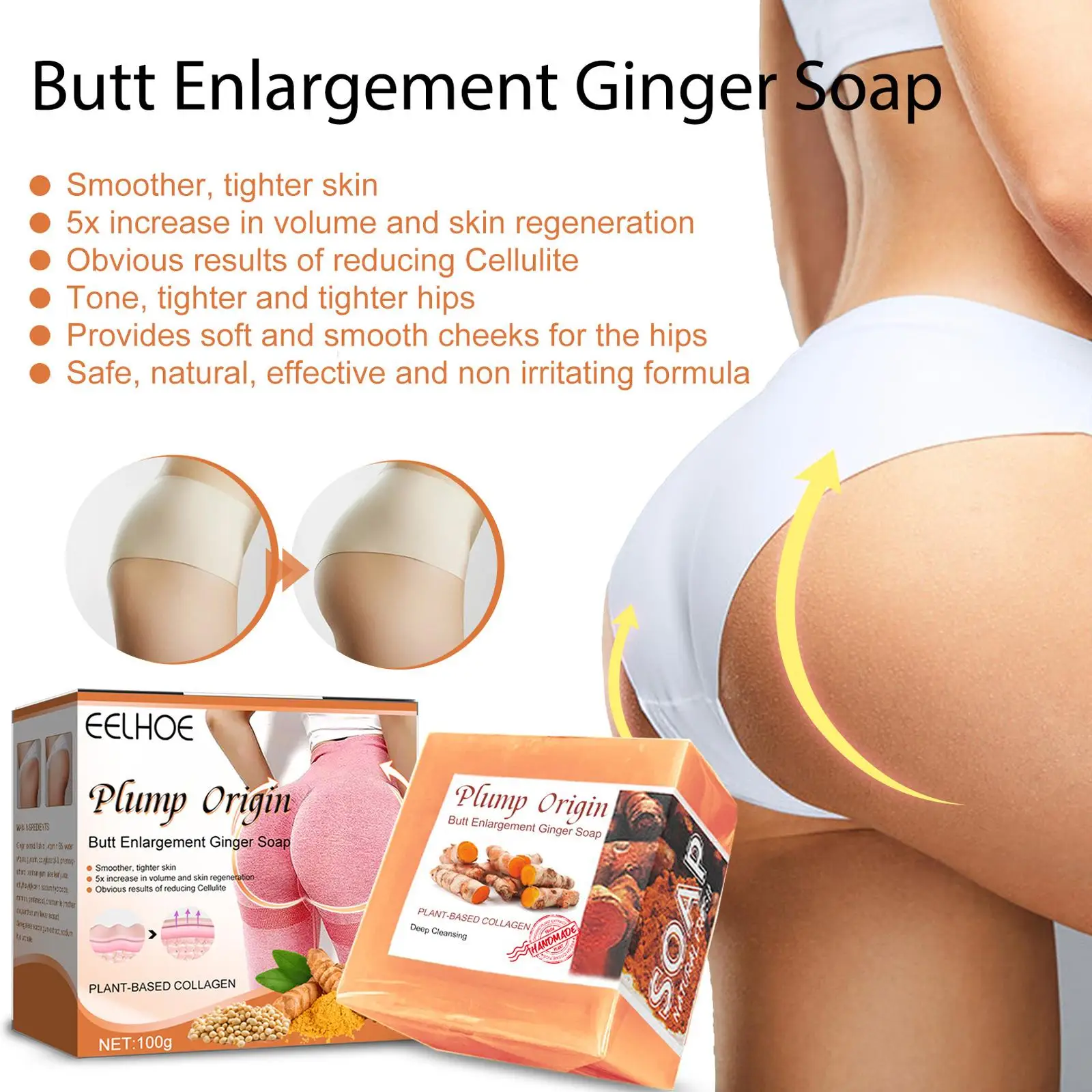 

Ginger Butt Lift Soap Body Cleansing Soap Lifting Tightening Buttock Peach Buttocks Sculpting Whitenning Moisturizing Butt Care