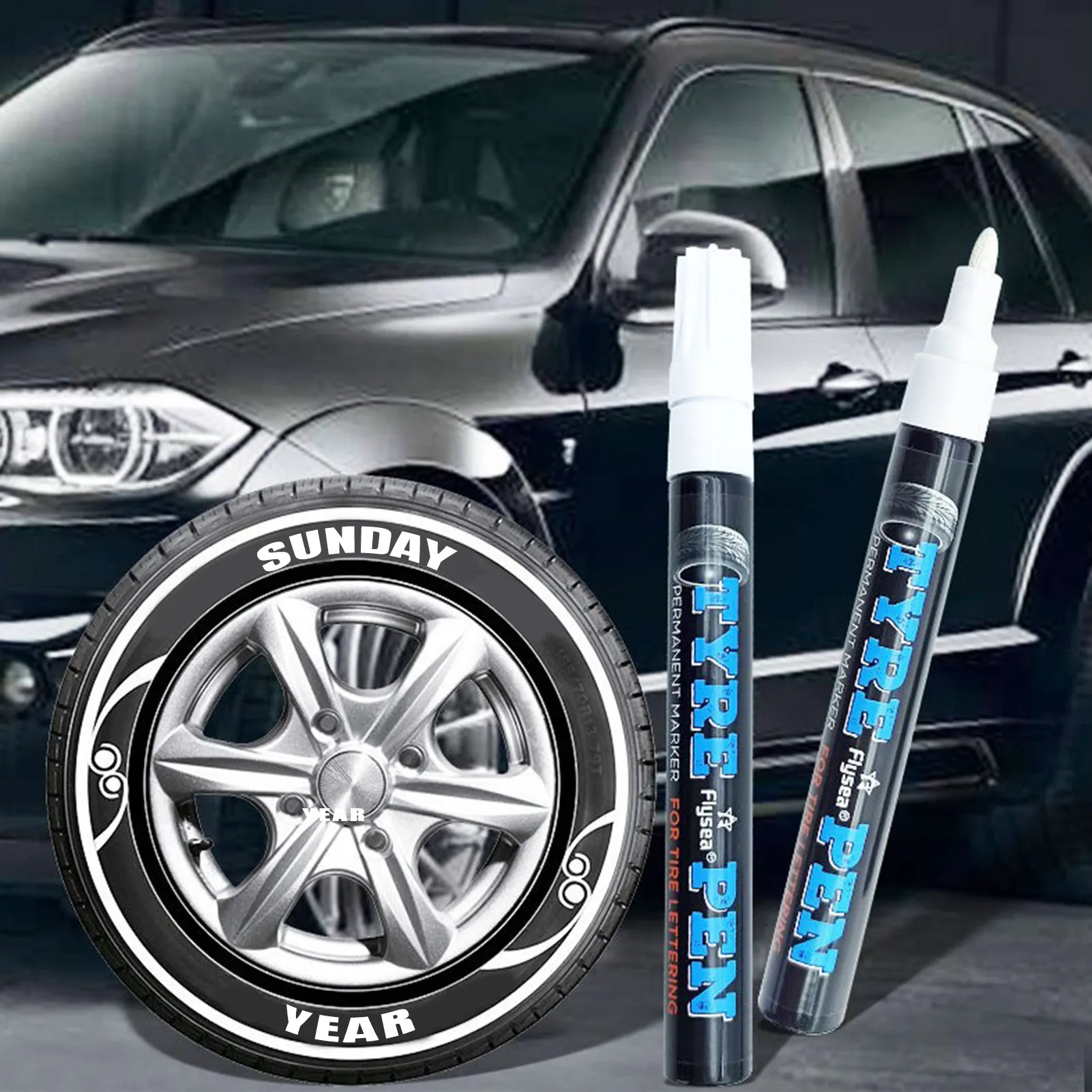 

5 Pack Acrylic White Permanent Marker Car Scratch Repair Paint Waterproof Fade Resistant Paint Pens For Tire Glass Windows