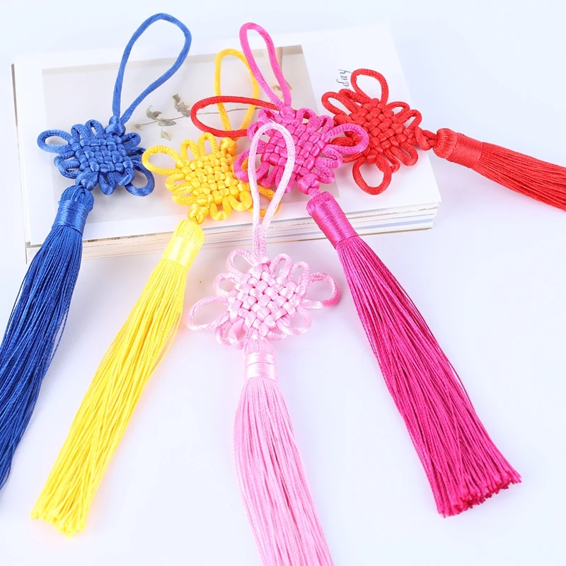 

5Pcs 125mm Chinese knot Hanging Rope Silk Tassel Fringe DIY Key Chain Earring Hooks Pendant Jewelry Making Supplies Accessories
