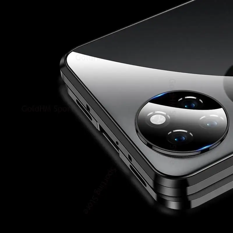 For Huawei P50 Pocket Tempered Glass Phone Case For P50 Pocket 360 Double Sided Magnetic Protective Flip Cover For BAL-AL00 L49