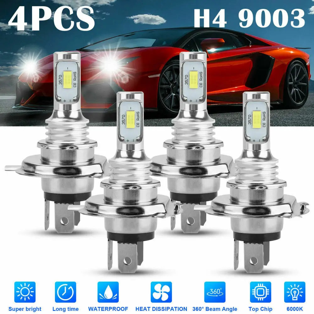 

4Pcs H4 H7 Led Car Fog Light Bulbs H8 H9 H11 9005 9006 Super Bright CSP LED Headlight DRL Lamp Kit High Low Beam 6000K 12V 24V