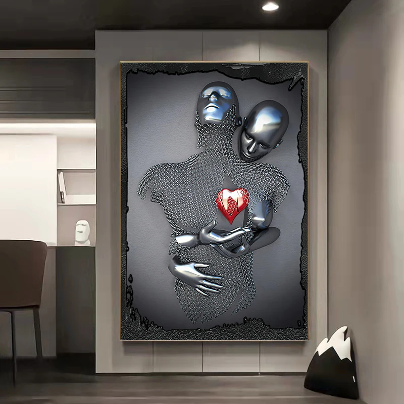 

Abstract Metal Figure Statue Art Canvas Painting Romantic Posters and Prints Wall Pictures Modern Living Room Home Decor Cuadros