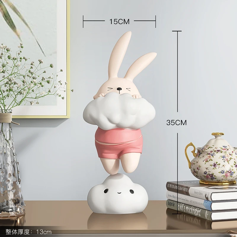 

Rabbit Statues Tabletop Decoration Funny Figurines Living Room Decorations Wine Cabinet Ornaments Modern Style Resin Sculptures