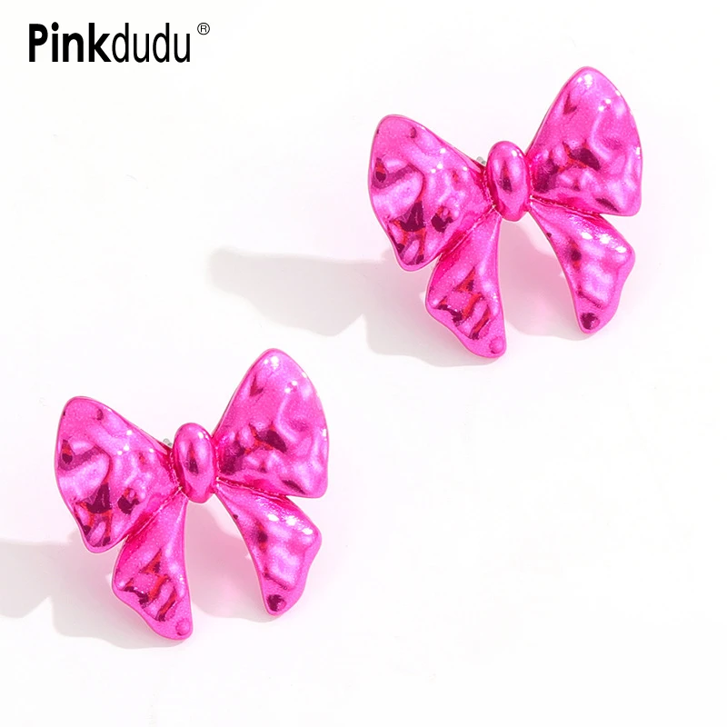 

Pinkdudu Fashion 3 Color Irregular Bow Stud Earrings Elegant Flowers Party Earring Ring for Women Jewelry Gifts PD1082