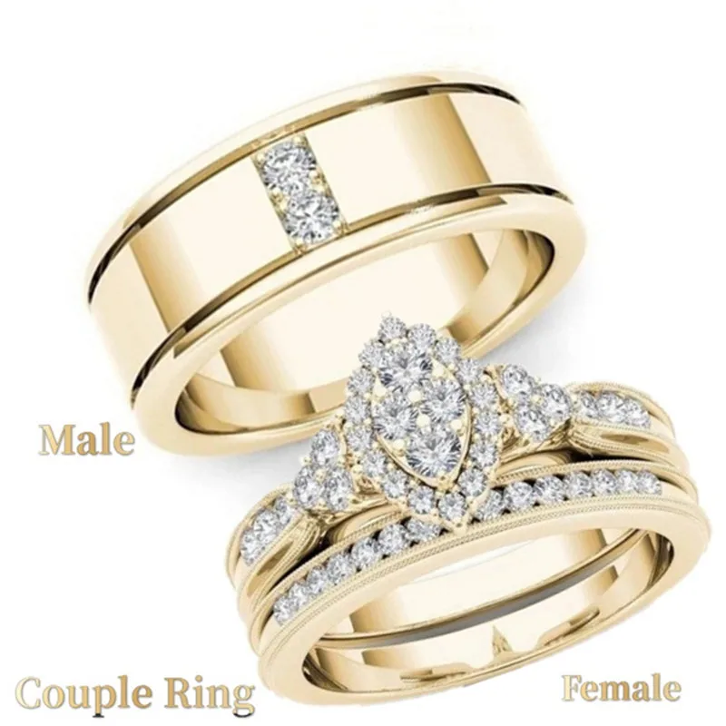 

Luxury Couple Rings for Women Moissanite Engagement Wedding Ring Set Valentines Day Gift Matching Aesthetic Jewelry Anillos