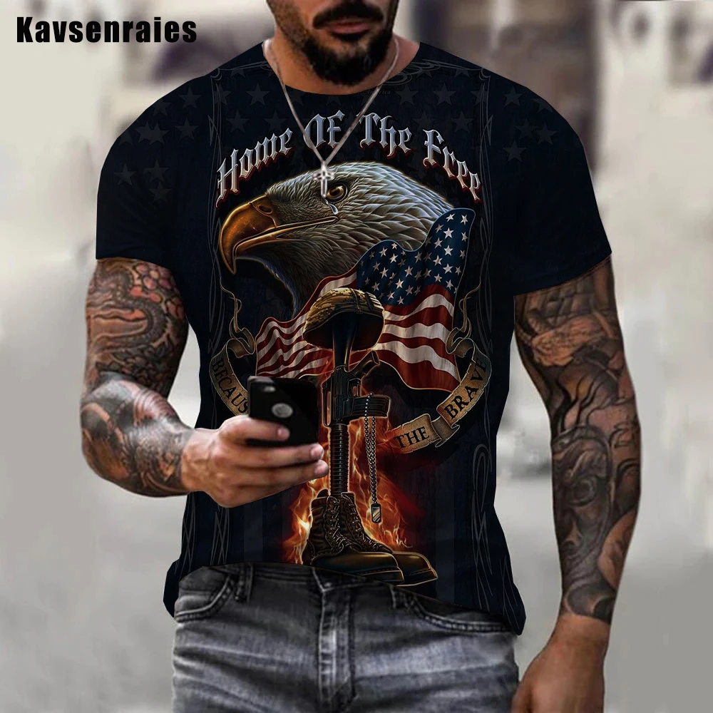 

2022 Men Women Summer Fashion Casual T Shirt High Quality Eagle Flag 3D T-shirt Unisex Harajuku Streetwear Oversized Woman Tee