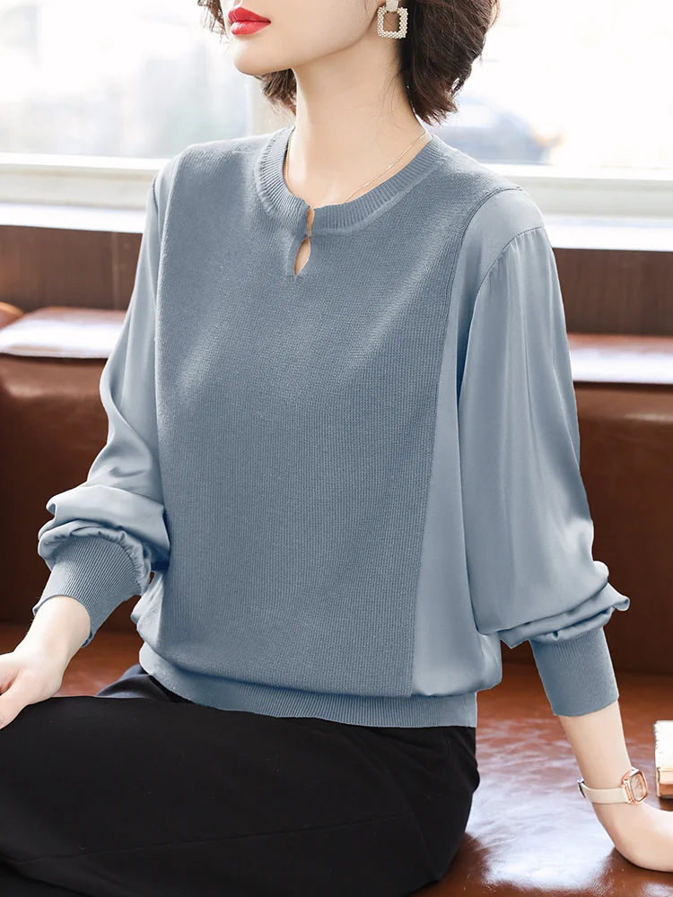 Mom Autumn clothes Knitted Top Clothes 2024 New Western Sle Bottoming Shirt Middle-Aged and Elderly Women clothes Spring an...