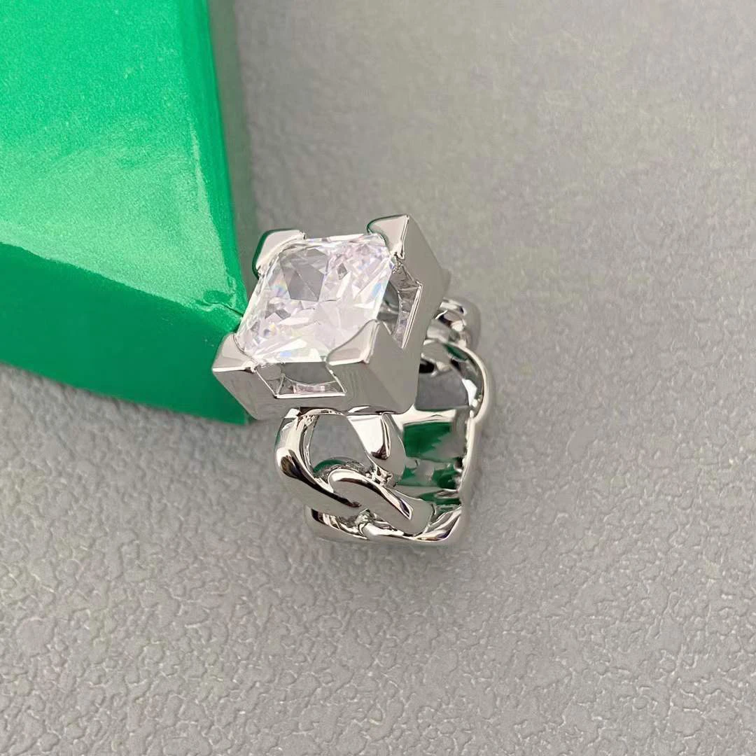 

Женское и мужское кольцо из серебра, большое дизайнерское кольцо с квадратной серебряной цепочкой и увеличенным стеклом, подиумная Готическая Подиум-модель в богемном стиле, 2023